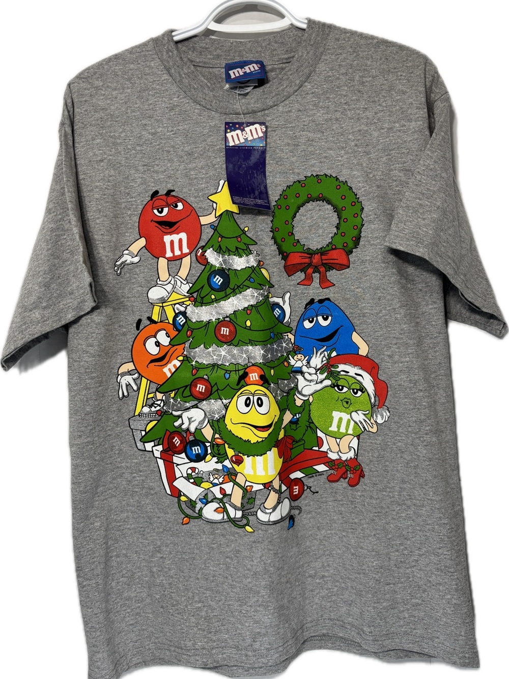Official Vintage M&M'S Short Sleeve Holiday Christmas Graphic Cotton T-shirt